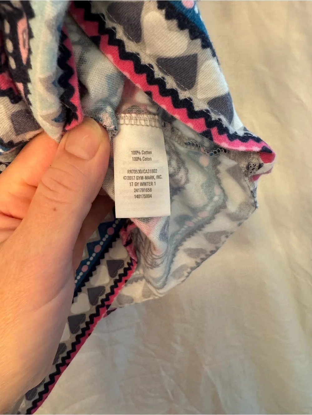 Gymboree Navy, Pink & White Patterned Girls Dress Long Sleeved